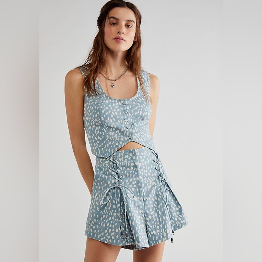 Free People Bennet Vest-Shorts Set in Cloud